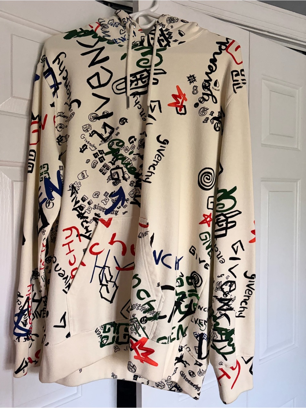 Givenchy Cream Multicolor Logo-Print Zip-Up Sweater